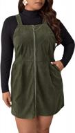 floerns women's plus size zip up pinafore corduroy overall dress with pocket logo