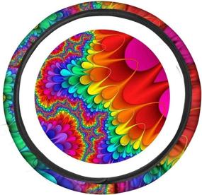 img 4 attached to FOR U DESIGNS Abstract Tie Dye Print Steering Wheel Covers For Women