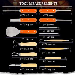 img 2 attached to Halloween Haunters Ultimate 14 Piece Professional Pumpkin Carving Tool Kit - Easily Carve Sculpt Halloween Jack-O-Lanterns - 18 Cuts, Scoops, Scrapers, Saws, Loops