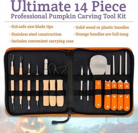 img 3 attached to Halloween Haunters Ultimate 14 Piece Professional Pumpkin Carving Tool Kit - Easily Carve Sculpt Halloween Jack-O-Lanterns - 18 Cuts, Scoops, Scrapers, Saws, Loops