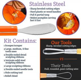 img 1 attached to Halloween Haunters Ultimate 14 Piece Professional Pumpkin Carving Tool Kit - Easily Carve Sculpt Halloween Jack-O-Lanterns - 18 Cuts, Scoops, Scrapers, Saws, Loops