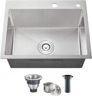 upgrade your kitchen with rovogo's 24 x 18" drop-in single bowl sink - premium 304 stainless steel with drain kit and 2 holes logo