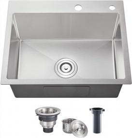 img 4 attached to Upgrade Your Kitchen With ROVOGO'S 24 X 18" Drop-In Single Bowl Sink - Premium 304 Stainless Steel With Drain Kit And 2 Holes