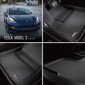 img 3 attached to 🔲 Custom Fit Kagu Series All-Weather Floor Mats for Tesla Model 3 2017 2018 2019, 3D MAXpider (1st & 2nd Row, Black)