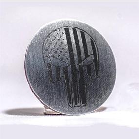 img 2 attached to 🚘 Dial Shifter Trim Plates: Etched Brushed Stainless with Patriot Skull Design