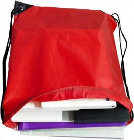 img 1 attached to GoodtoU Drawstring Bags 24 Pcs Draw String Sport Bag Cinch Bag Drawstring Backpack Kids(Red Black)