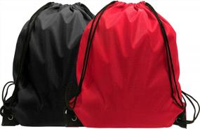 img 4 attached to GoodtoU Drawstring Bags 24 Pcs Draw String Sport Bag Cinch Bag Drawstring Backpack Kids(Red Black)