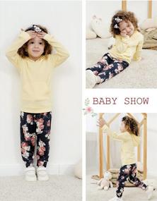 img 2 attached to Cute Baby Girl Outfit: Floral Hoodie Sweatshirt, Pants And Headband Set For Cooler Days