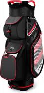 ultimate golfing convenience: lightweight 14 divider golf cart bag with cooler pouch, dust cover & backpack strap! logo