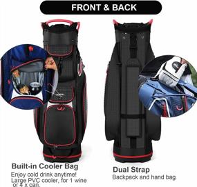 img 1 attached to Ultimate Golfing Convenience: Lightweight 14 Divider Golf Cart Bag With Cooler Pouch, Dust Cover & Backpack Strap!