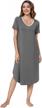women's bamboo nightgown by qualfort: short sleeve sleepwear with v neck, side slit & soft feel. logo