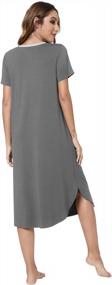 img 3 attached to Women'S Bamboo Nightgown By QUALFORT: Short Sleeve Sleepwear With V Neck, Side Slit & Soft Feel.