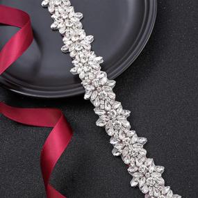 img 2 attached to Handmade Crystal Rhinestone Wedding Silver Burgundy Women's Accessories : Belts