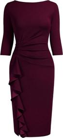 img 4 attached to AISIZE Sleeve Ruched Elegant Business Women's Clothing ~ Dresses