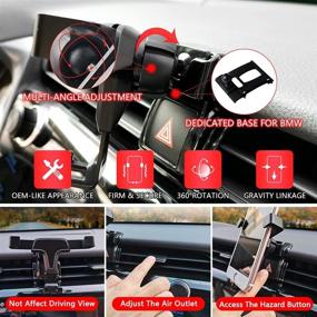 img 3 attached to 📱 Phone Holder Mount for BMW Accessories 2 3 4 Series M2 M3 M4 ActiveHybrid 3, Auto Car Cellphone Cradle Air Vent Navigation Hazard Button Gravity Upgraded – Black