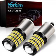 yorkim led 1156 bulb white, high-intensity 58 smd-3014&3030 chips, 7506 ba15s p21w 1003 1141 led bulbs with projector for car led turn signal blinkers, backup, tail, and brake lights, pack of 2 логотип