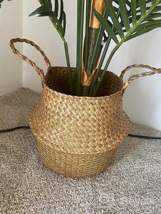 img 1 attached to Small Seagrass Belly Basket By BlueMake - Perfect For Storage, Plant Pot, Laundry, Picnic & Grocery! review by Danny Flores