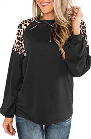 img 3 attached to Fall Fashion: Women'S Leopard Print Color Block Crewneck Sweatshirts With Long Sleeves