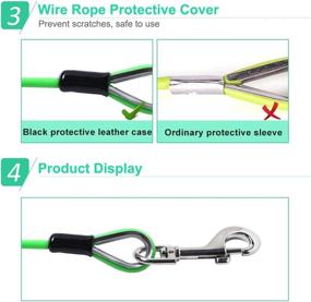 img 1 attached to 🐶 AMOFY 25ft Dog Tie Out Cable: Durable Galvanized Steel Wire Rope with PVC Coating for Medium Dogs up to 396Ibs, in Green Gecko
