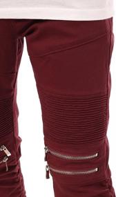 img 1 attached to Men'S Twill Distressed Ankle-Zip Moto Jogger Pants With Drawstring Waistband, Shirring Detail