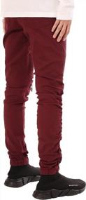 img 2 attached to Men'S Twill Distressed Ankle-Zip Moto Jogger Pants With Drawstring Waistband, Shirring Detail