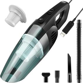 img 4 attached to 🚗 HOBFU Portable High Power Car Vacuum Cleaner with LED Light: 120W 7.4V Auto Detailing Kit & Car Accessories (Black)