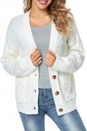 fuinloth women's cardigan sweater, oversized chunky knit button closure with pockets logo