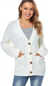 img 3 attached to Fuinloth Women'S Cardigan Sweater, Oversized Chunky Knit Button Closure With Pockets