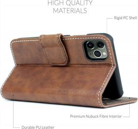 img 3 attached to Distressed Brown Snugg IPhone 12 Pro Max Wallet Case - Folding Case With 3 Card Slots, Magnetic Closure, Stand Function - Leather, TPU, And Nubuck Material For Better Protection And Style