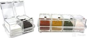 img 1 attached to 🍴 6-Compartment Condiment & Spice Box Serving Set with Spoons - 2 & 4 Section Seasoning Storage Container Rack Combo Set with Detachable Cruet Jars (5.75 oz capacity each), by ImpiriLux