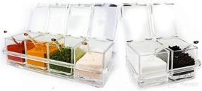 img 4 attached to 🍴 6-Compartment Condiment & Spice Box Serving Set with Spoons - 2 & 4 Section Seasoning Storage Container Rack Combo Set with Detachable Cruet Jars (5.75 oz capacity each), by ImpiriLux