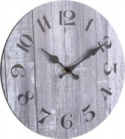 img 3 attached to Деревянные настенные часы в деревенском тосканском стиле со винтажными арабскими цифрами - декоративные круглые часы (12 дюймов)