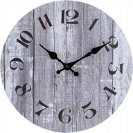 rustic tuscan style wooden wall clock with vintage arabic numerals - decorative round clock (12 inches) logo
