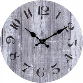 img 4 attached to Деревянные настенные часы в деревенском тосканском стиле со винтажными арабскими цифрами - декоративные круглые часы (12 дюймов)