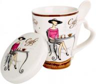 стильные керамические кофейные кружки mecai с ложкой и крышкой - идеальный подарок для женщин, леди-боссов и друзей - чайные чашки на 12 унций ярко-красного цвета логотип