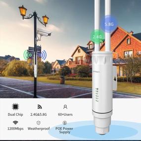 img 3 attached to 📶 JOOWIN AC1200 High Power Weatherproof WiFi Range Extender with POE - Outdoor Wireless Access Point, Dual Band 2.4G&amp;5.8GHz 802.11AC, WiFi Access Points/Repeater/Router/Bridge Mode, 2x5dBi Antenna