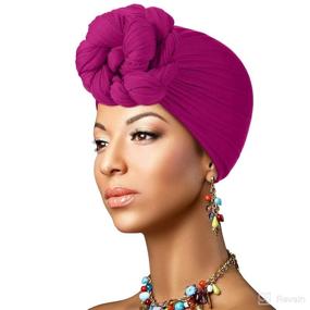 img 2 attached to 🧣 African Turban Scarves for Hair Care: Stretch Pieces