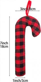 img 2 attached to Set Of 12 Buffalo Plaid Candy Cane Christmas Tree, Wreath, And Garland Ornaments - 3 X 7 Inches
