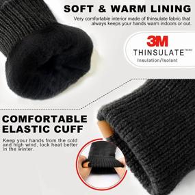 img 2 attached to MIG4U Mens Warm Winter Wool Gloves Knit, Thermal Insulated Fleece Lined Glove With Leather Palm