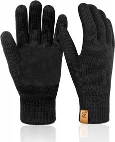 img 4 attached to MIG4U Mens Warm Winter Wool Gloves Knit, Thermal Insulated Fleece Lined Glove With Leather Palm