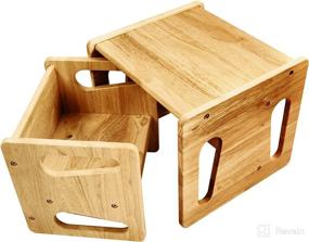 img 4 attached to 🪑 Montessori Solid Wood Weaning Table and Chair Set - Cube Chairs for Toddlers - Real Hardwood - Kids Montessori Furniture