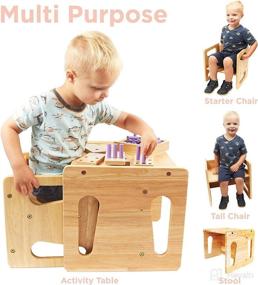 img 3 attached to 🪑 Montessori Solid Wood Weaning Table and Chair Set - Cube Chairs for Toddlers - Real Hardwood - Kids Montessori Furniture