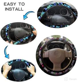 img 1 attached to Deeprinter Sunflower Steering Wheel Cover Car Stretch Steering Wheel Covers Anti-Slip For Girls Women Vehicle Accessory