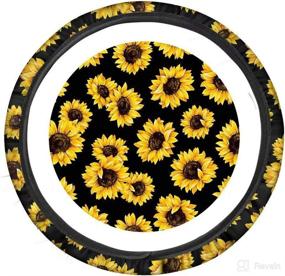 img 4 attached to Deeprinter Sunflower Steering Wheel Cover Car Stretch Steering Wheel Covers Anti-Slip For Girls Women Vehicle Accessory