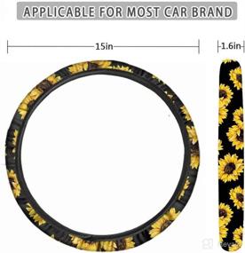 img 3 attached to Deeprinter Sunflower Steering Wheel Cover Car Stretch Steering Wheel Covers Anti-Slip For Girls Women Vehicle Accessory