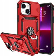 iphone 14 plus 6.7 inch case 2022 - goton military grade heavy duty protective with slide camera cover, 360°kickstand ring & magnetic car holder logo