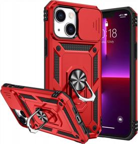 img 4 attached to IPhone 14 Plus 6.7 Inch Case 2022 - Goton Military Grade Heavy Duty Protective With Slide Camera Cover, 360°Kickstand Ring & Magnetic Car Holder