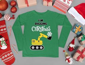 img 1 attached to 🚜 Kids' Tractor Ugly Christmas Sweater Sweatshirt - Long Sleeve Tshirt for Those Who Love Digging