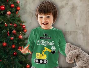 img 2 attached to 🚜 Kids' Tractor Ugly Christmas Sweater Sweatshirt - Long Sleeve Tshirt for Those Who Love Digging