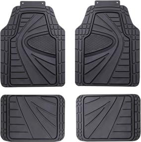 img 4 attached to 🚗 CAR-GRAND Universal Fit Heavy Duty All Weather Waterproof Rubber Car Floor Mats: Front & Rear 4-Piece Set - Protect Your Car's Floors with Confidence!